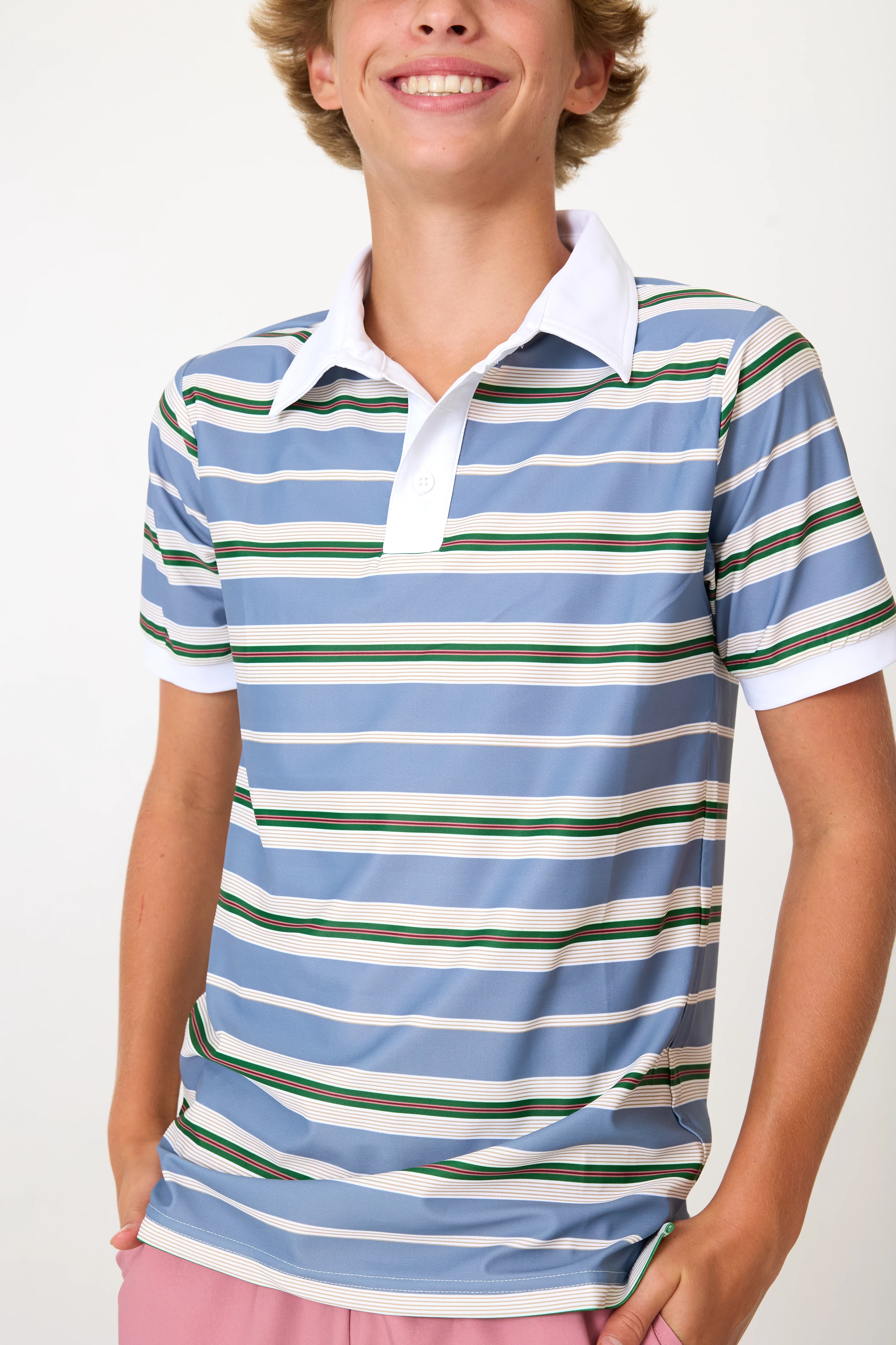 Heritage Stripe Polo Shirt | Blue/White