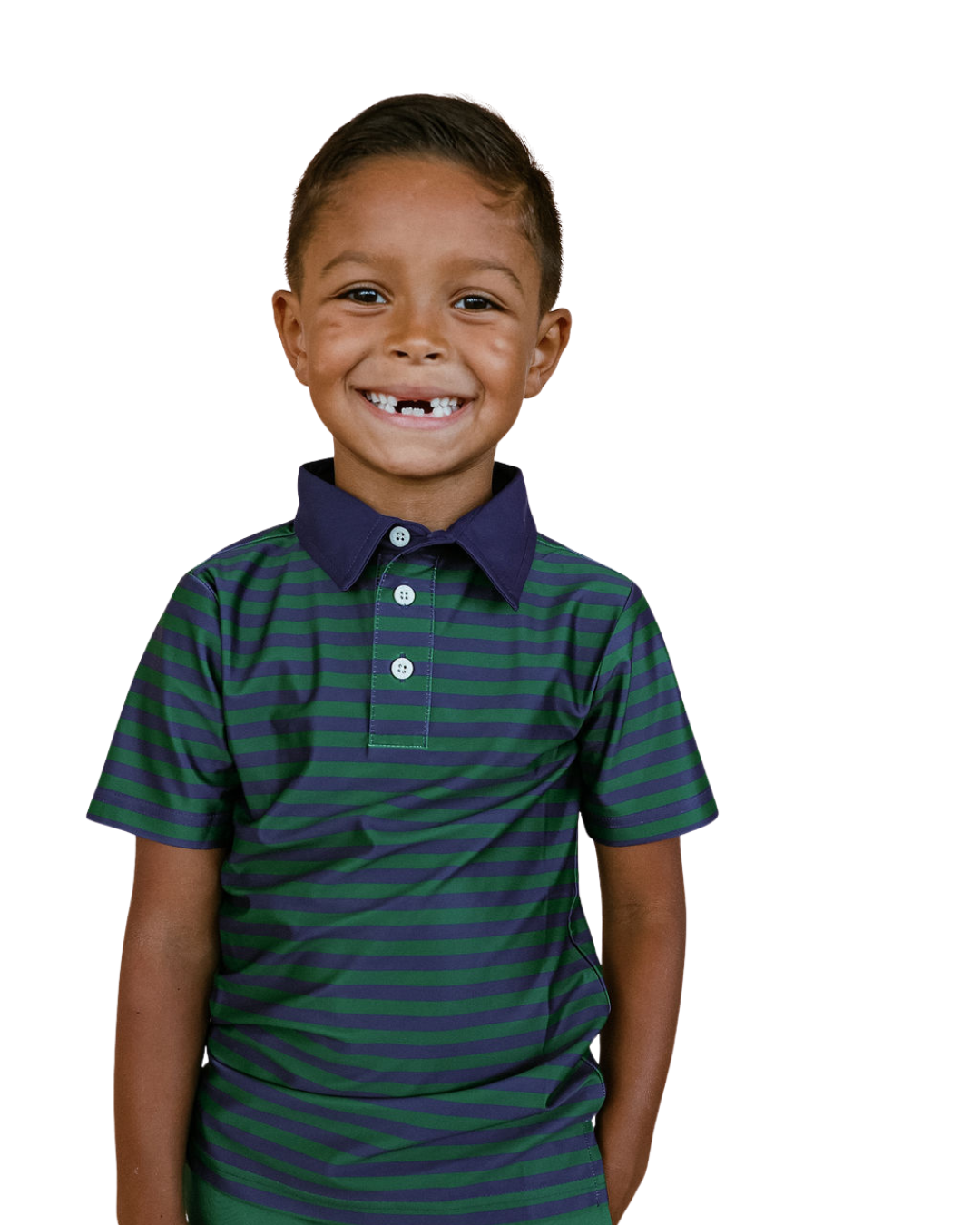 QB Stripe Polo Shirt | Navy/Green