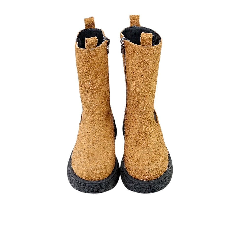 Elastic Leather Boots | Brown