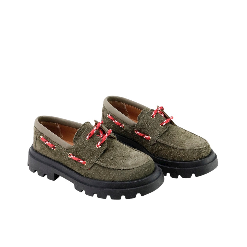 Blucher Leather Lace Up | Olive