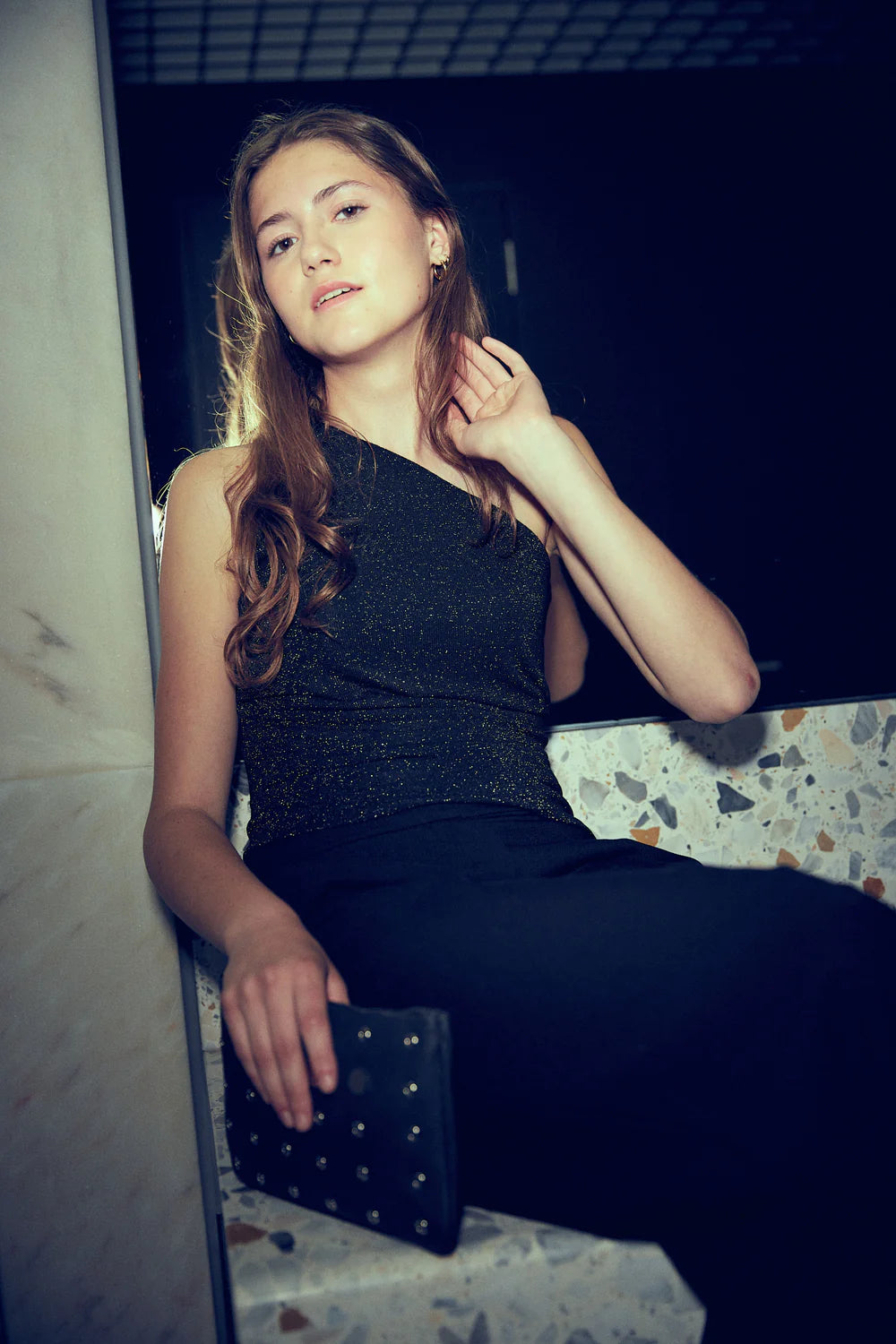 Tropical One-Shoulder Top | Black