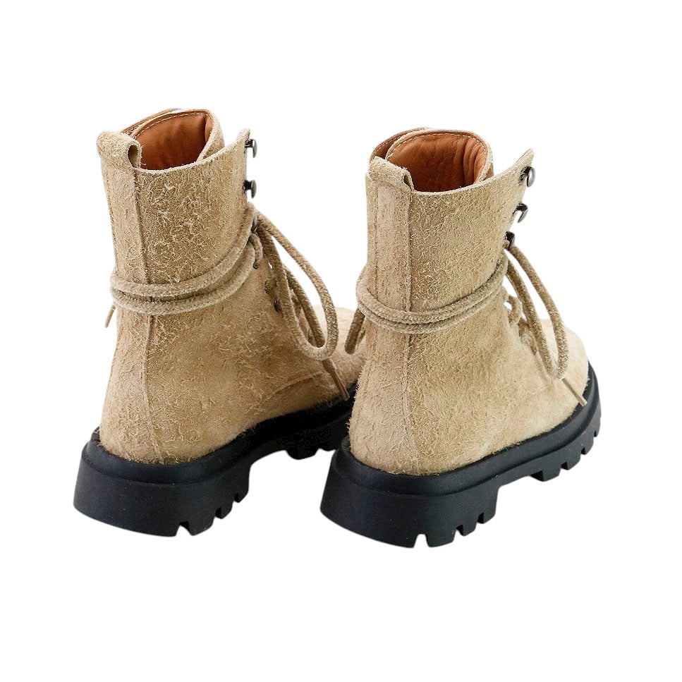 Leather Military Boots | Beige