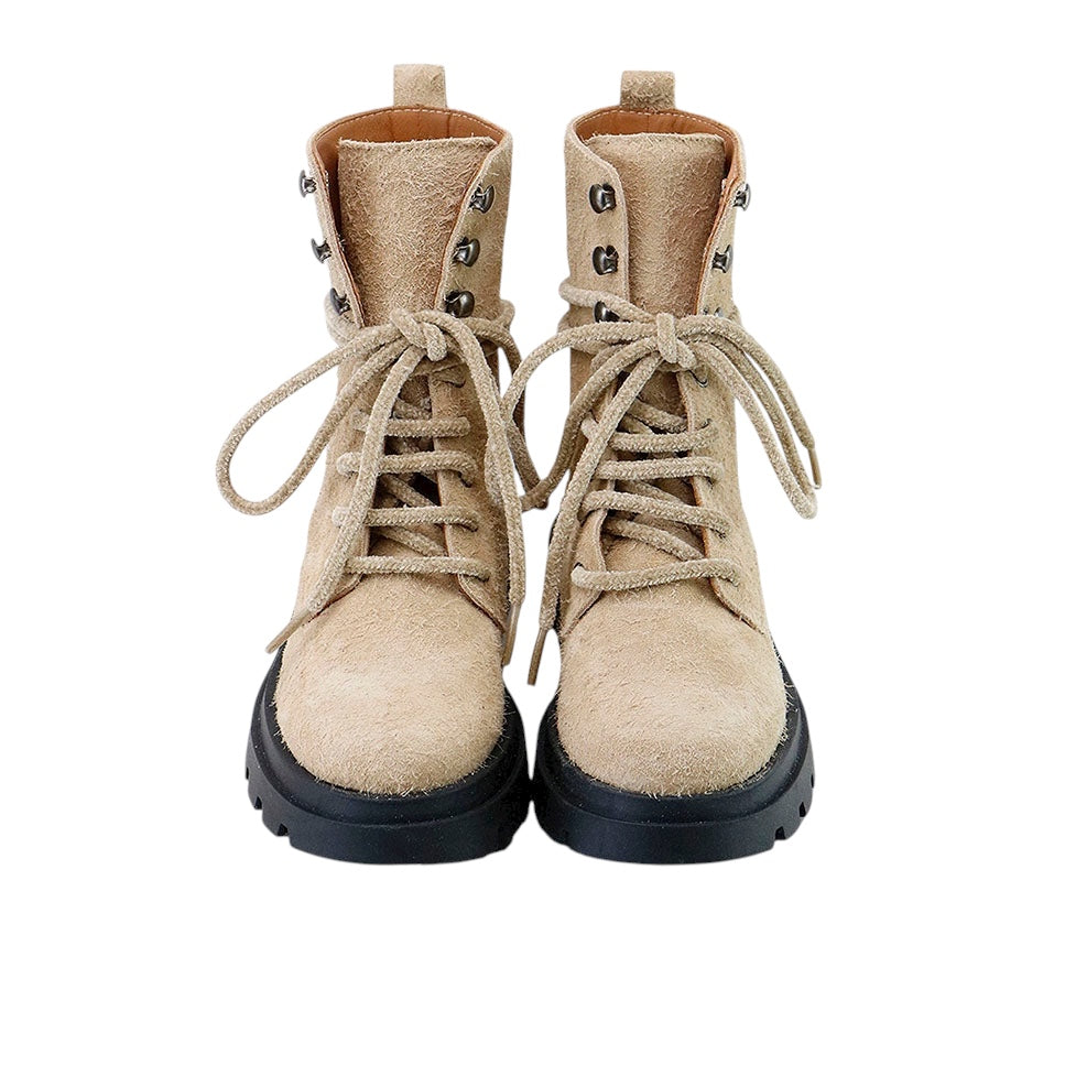 Leather Military Boots | Beige