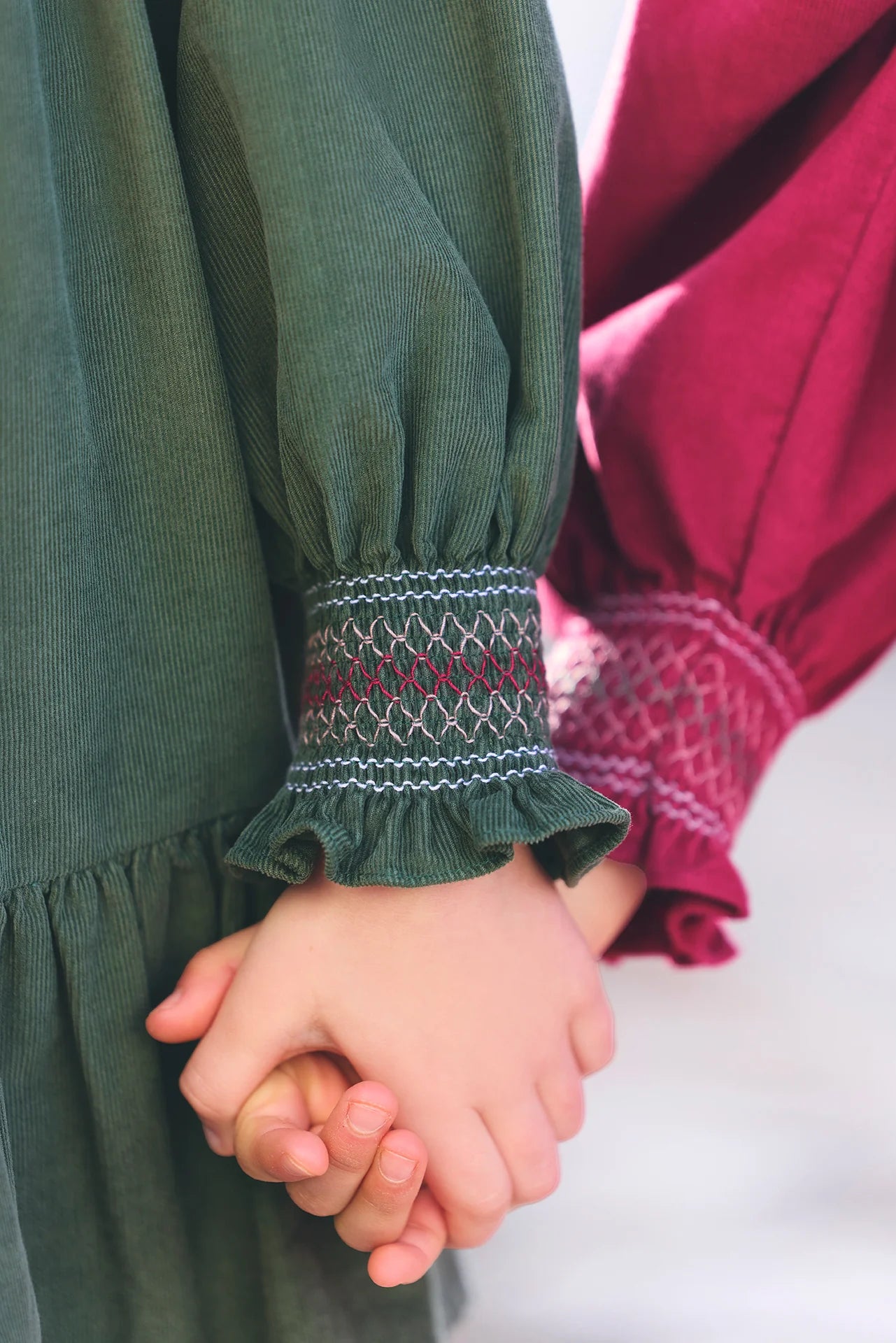 Smocked Collar Dress | Grey Green Velvet