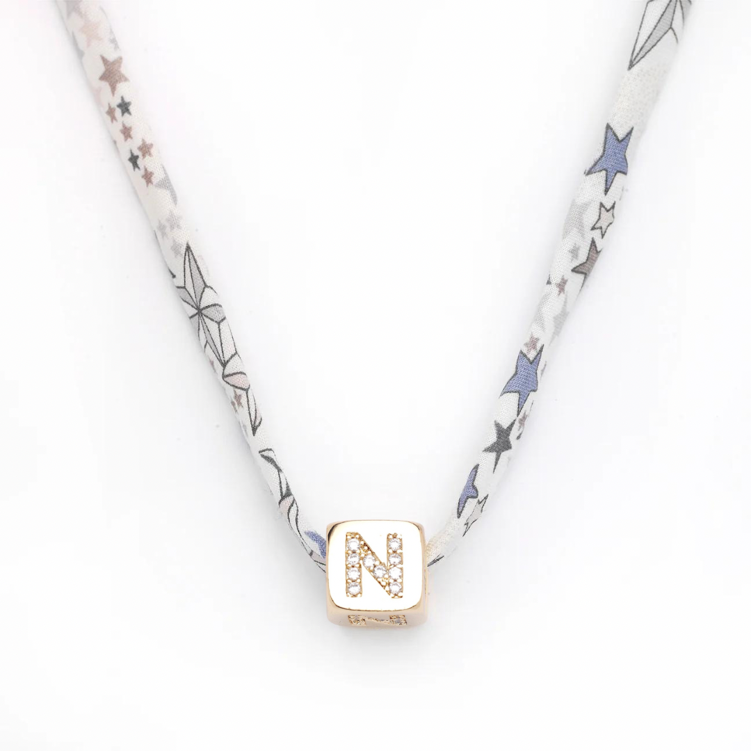 Kids Liberty Initial Charm Necklace - Monochrome