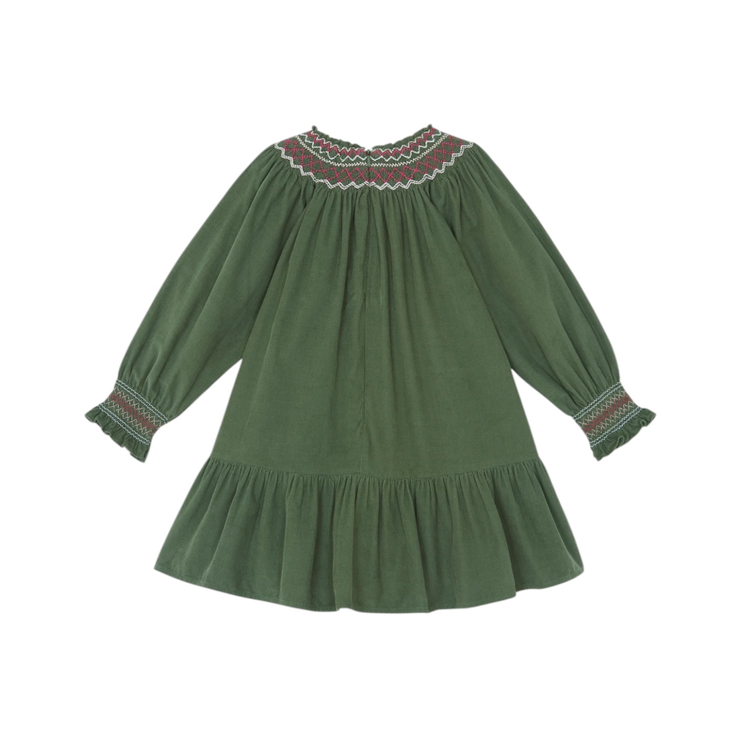 Smocked Collar Dress | Grey Green Velvet