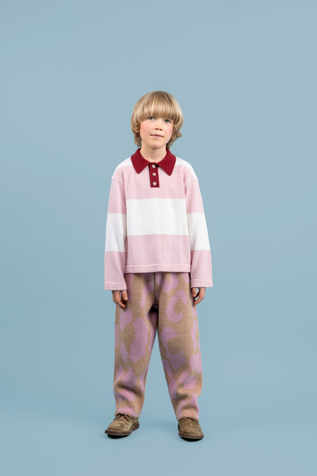 Beau Merino Wool Polo Shirt | Pink Stripes