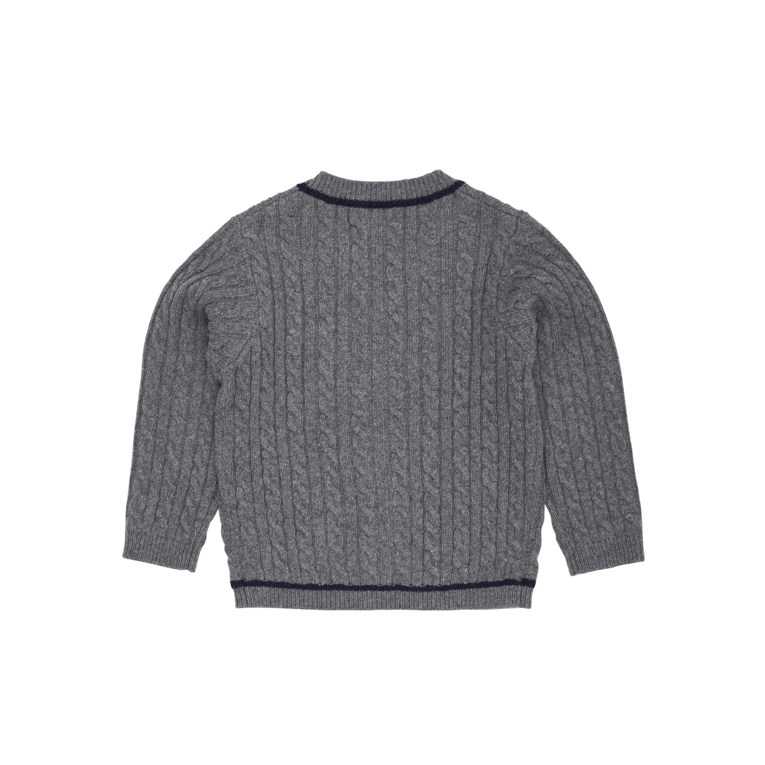 Lambswool Grandad Cardigan | Dark Grey/Navy
