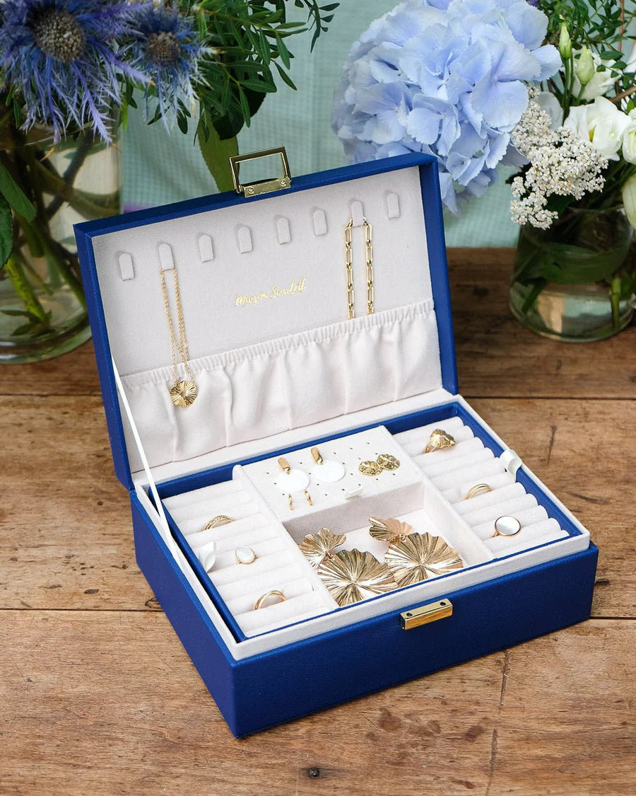 Louise Leather Jewelry Box | Navy Blue
