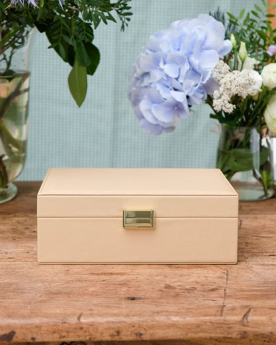 Louise Leather Jewelry Box | Beige