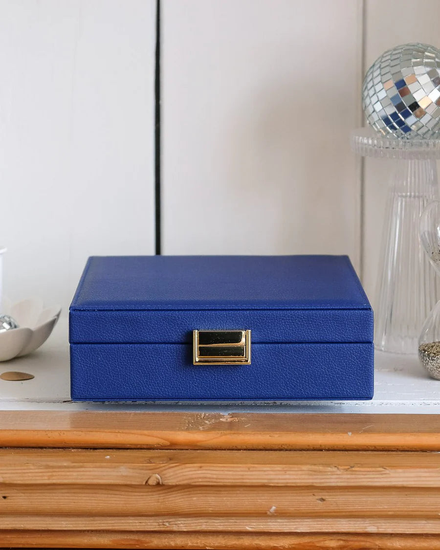 Anne Leather Jewelry Box | Navy Blue