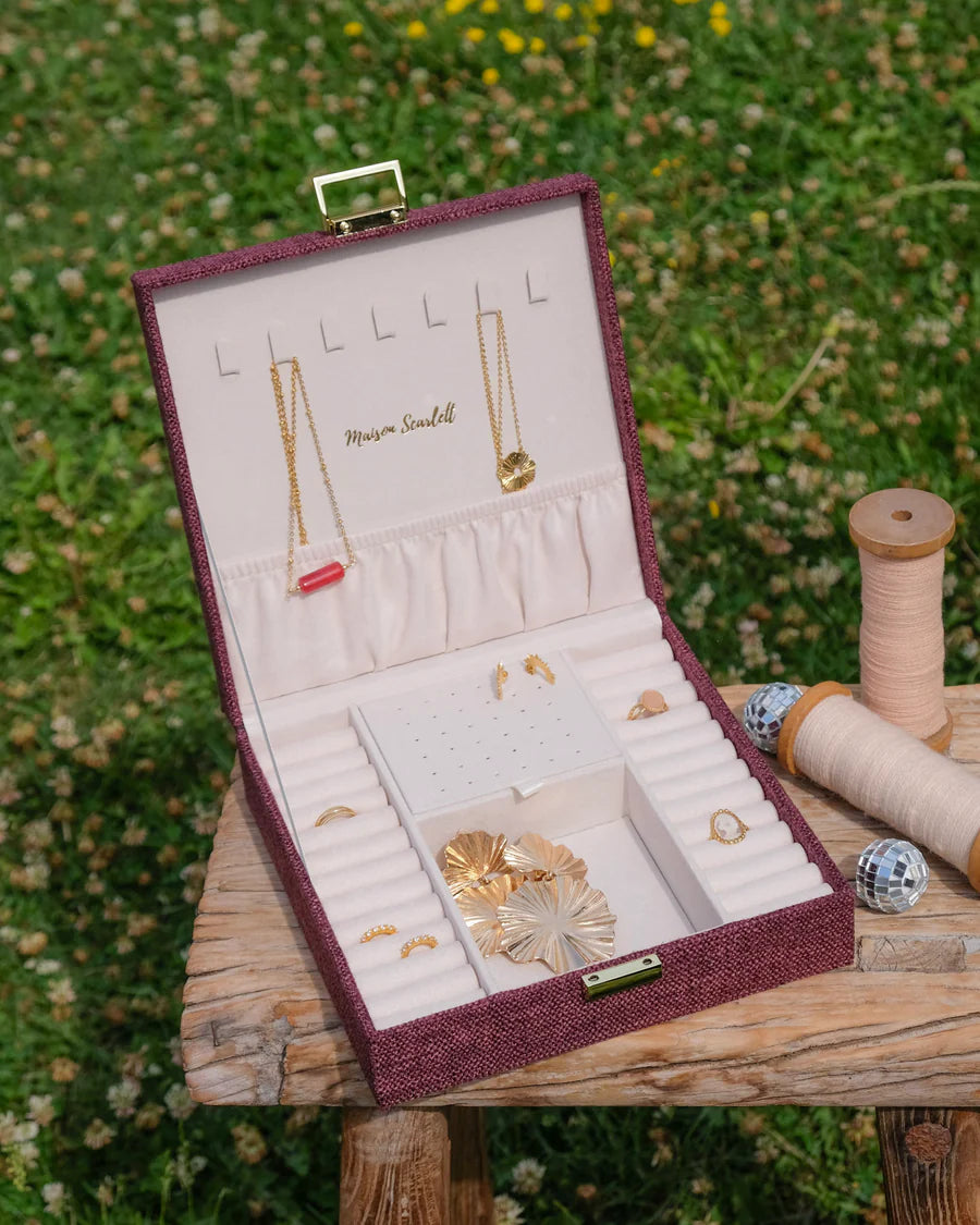 Anne Linen Jewelry Box | Burgundy