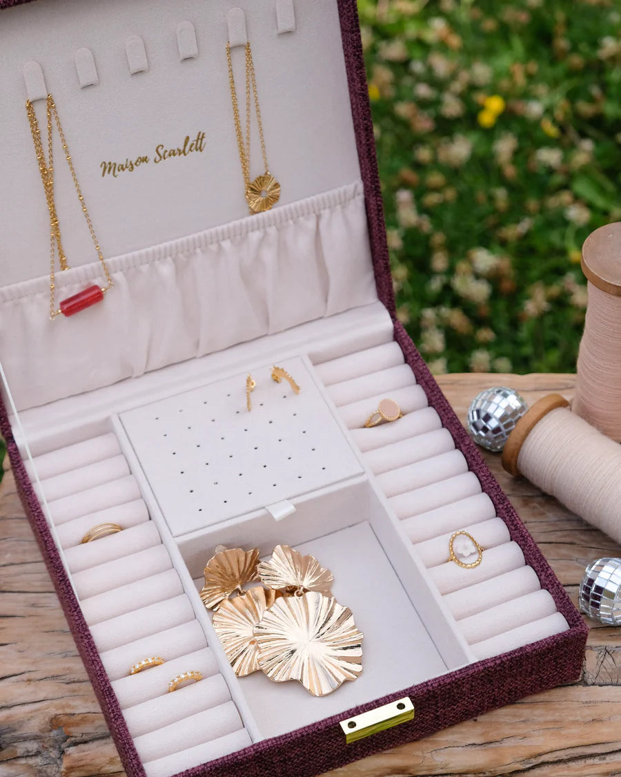 Anne Linen Jewelry Box | Burgundy