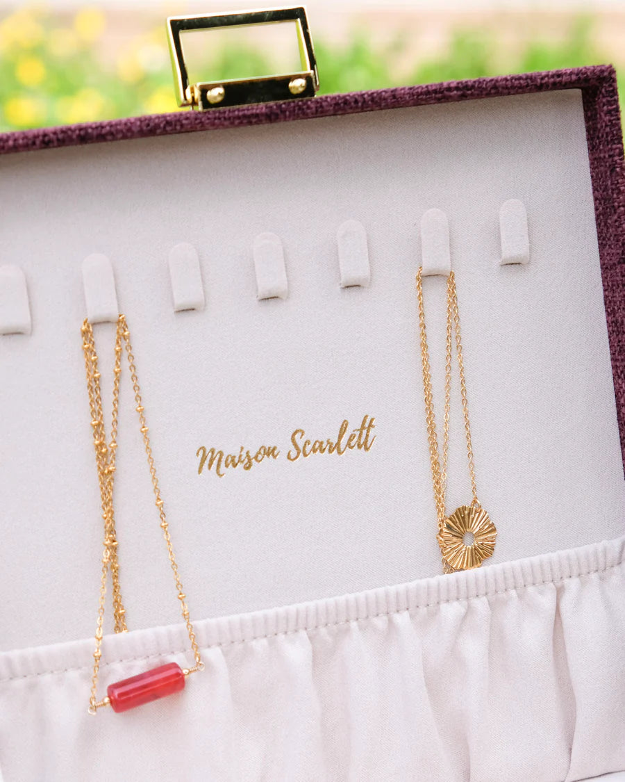 Anne Linen Jewelry Box | Burgundy