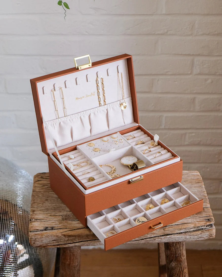 Denise Leather Jewelry Box | Camel