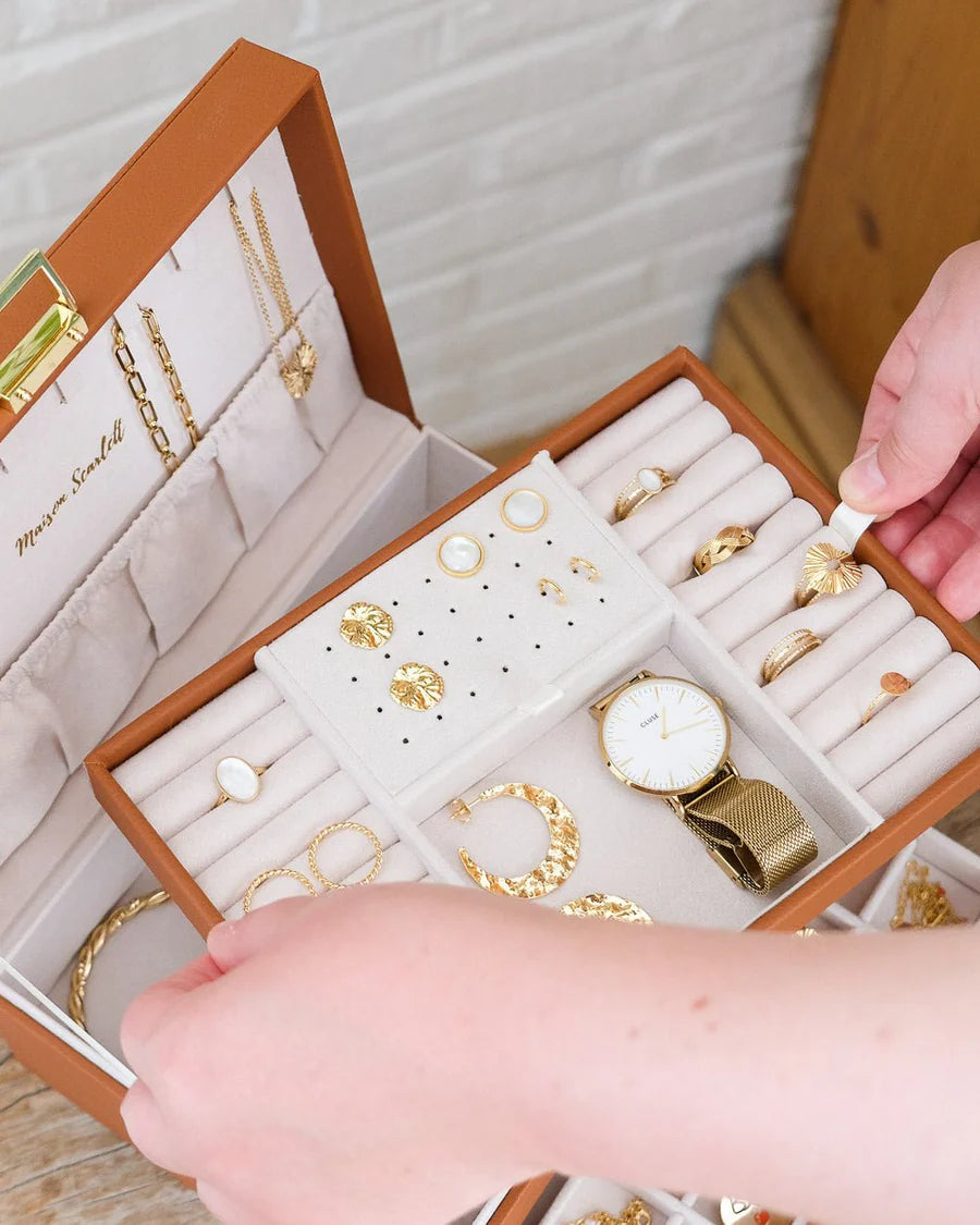 Denise Leather Jewelry Box | Camel