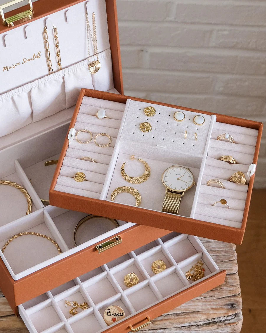 Denise Leather Jewelry Box | Camel