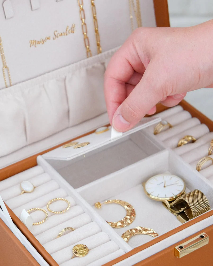 Denise Leather Jewelry Box | Camel