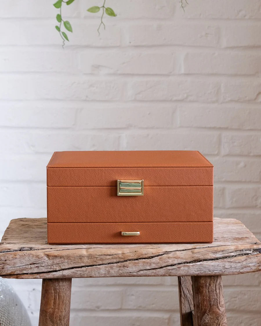 Denise Leather Jewelry Box | Camel