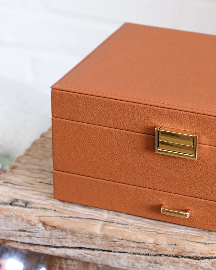 Denise Leather Jewelry Box | Camel