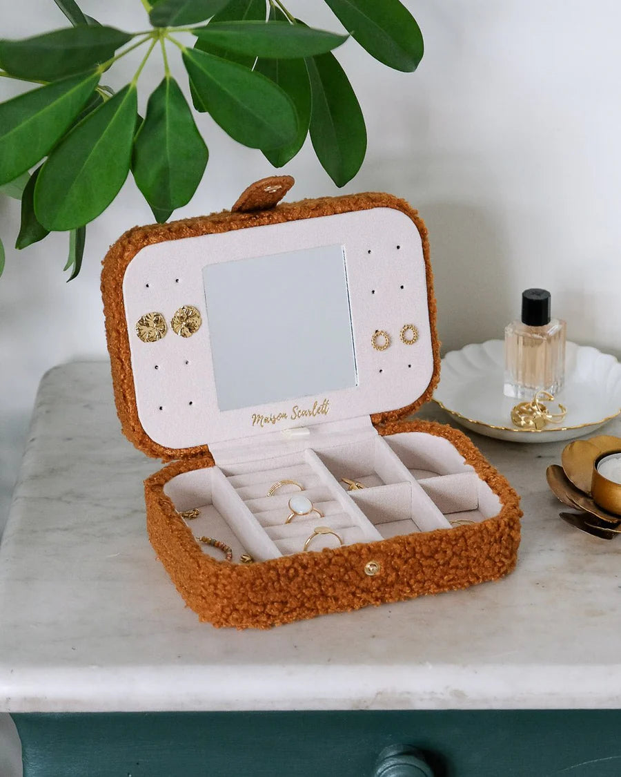 Brigitte Teddy Travel Jewelry Box | Camel