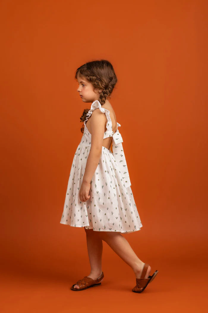 Asher Dress with Ties | White