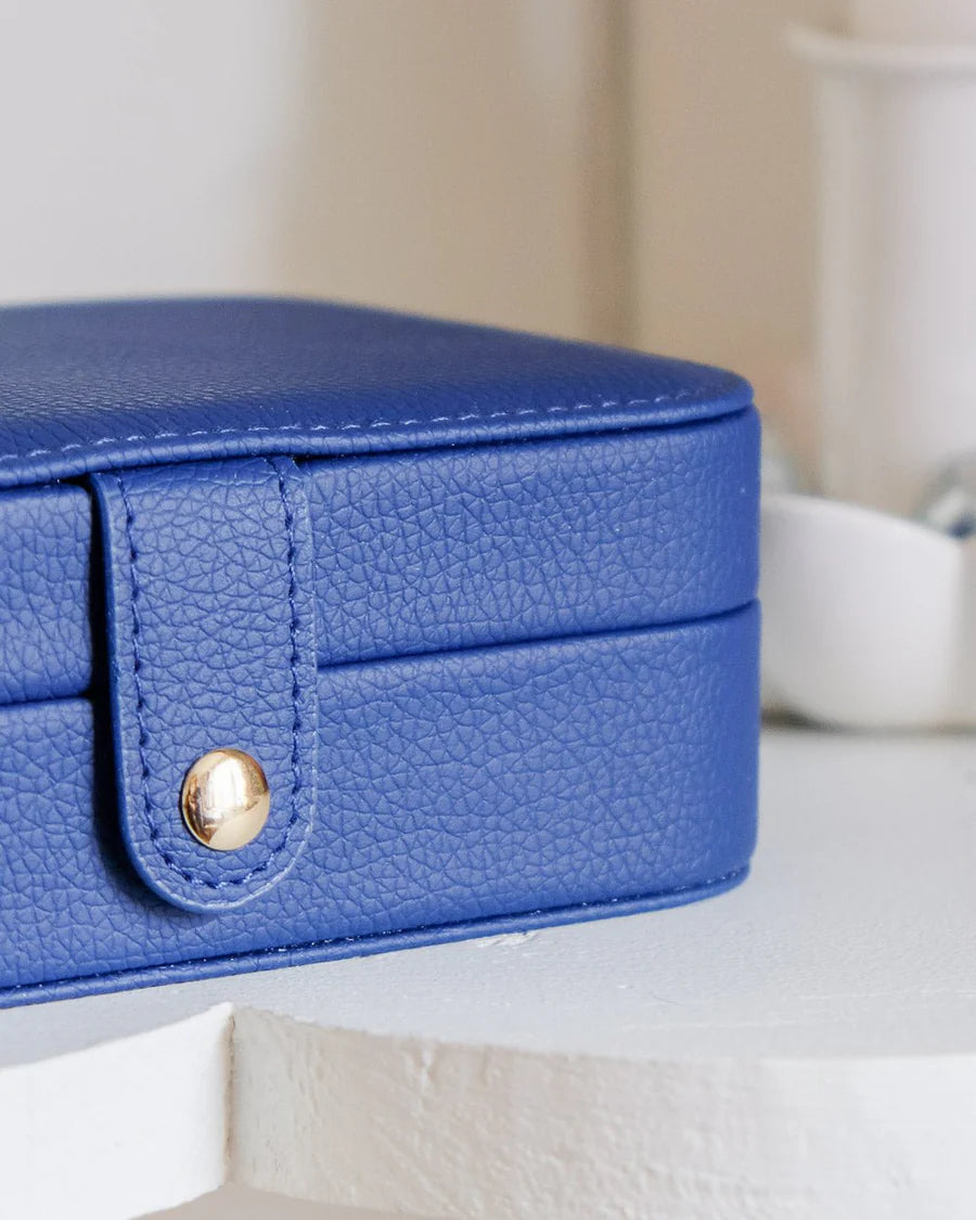 Brigitte Leather Travel Jewelry Box | Navy Blue
