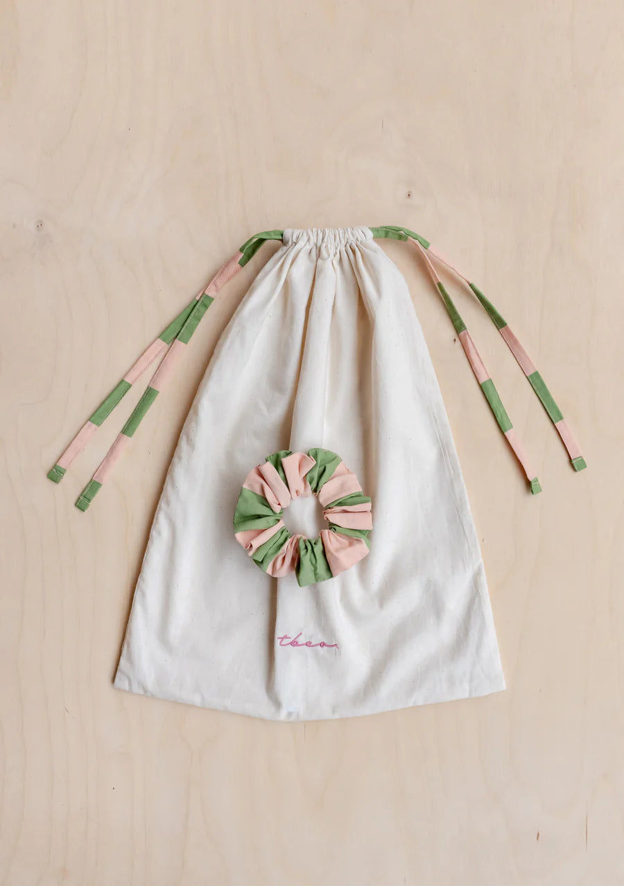 Cropped Cotton Pyjamas | Green Stripe