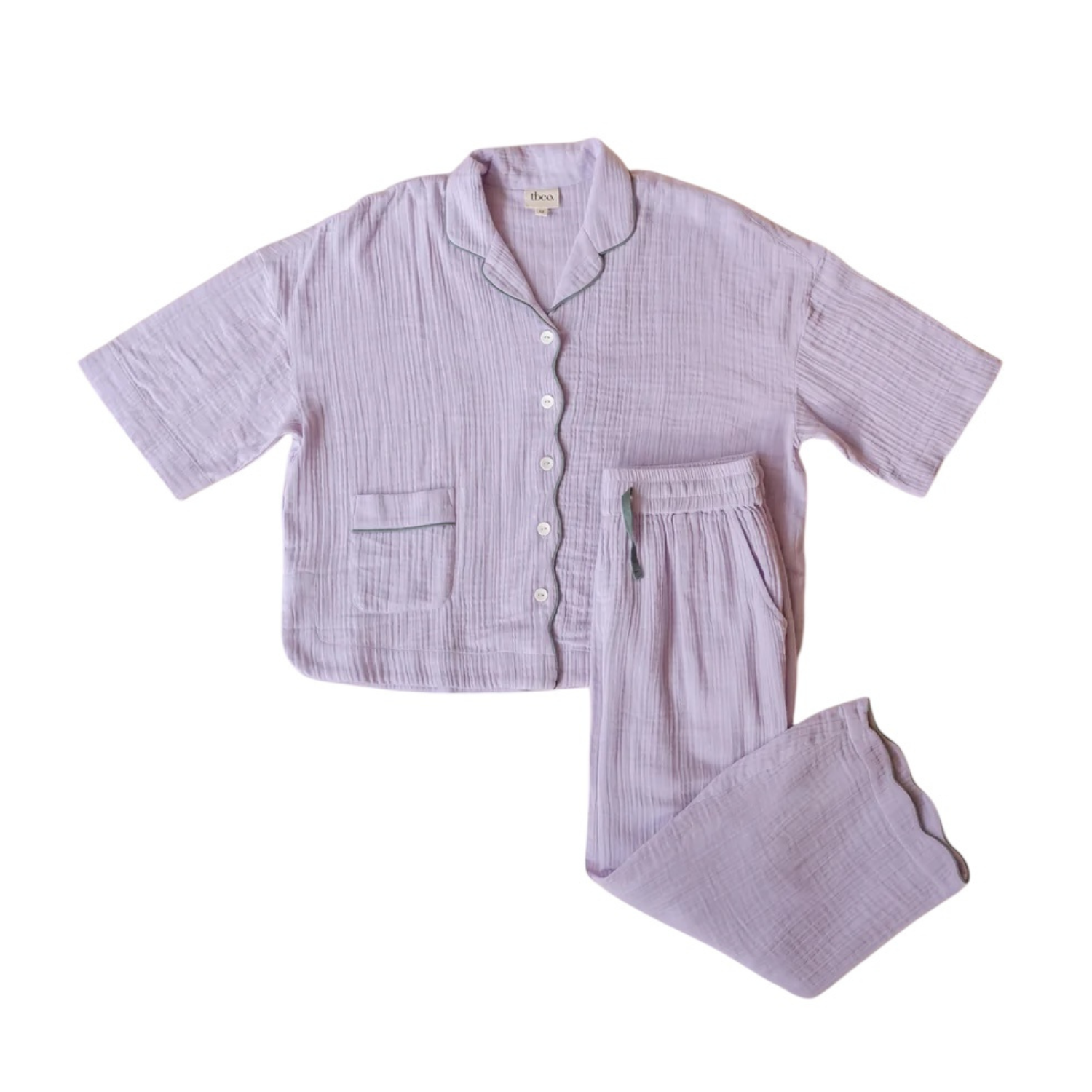 Cropped Cotton Pyjamas | Lilac