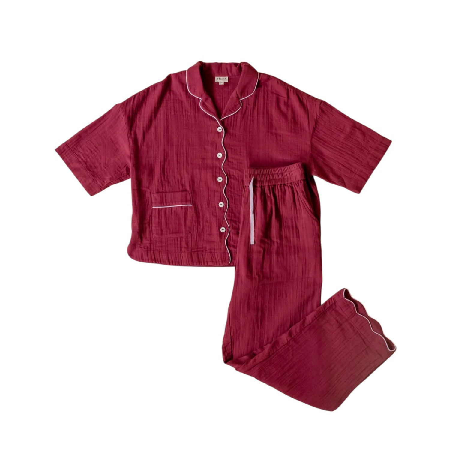 Long Cotton Pyjamas | Burgundy