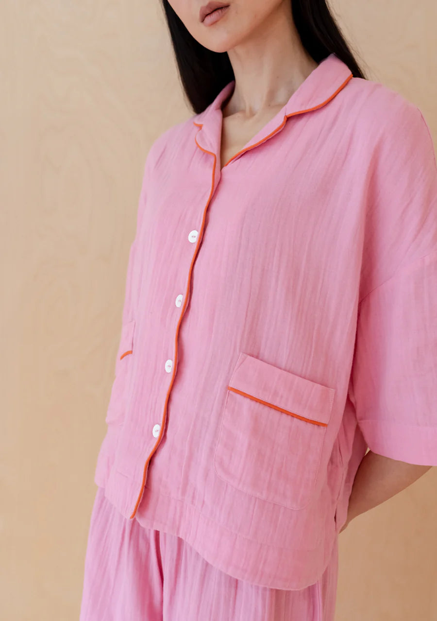 Short Cotton Pyjamas | Pink Scallop