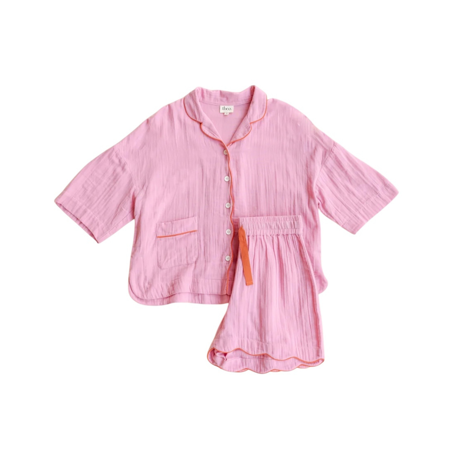Short Cotton Pyjamas | Pink Scallop