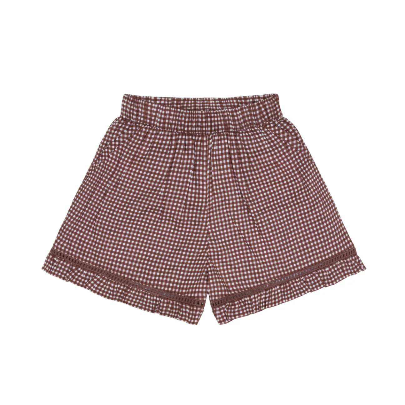 Gingham Ruffle Shorts | Cocoa