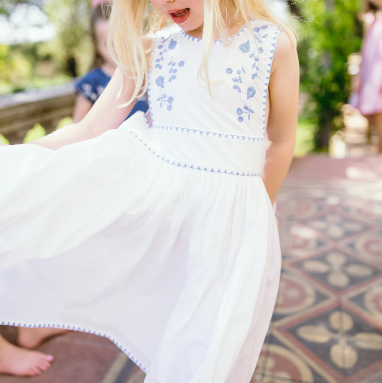 Embroidered Pinafore Dress | White