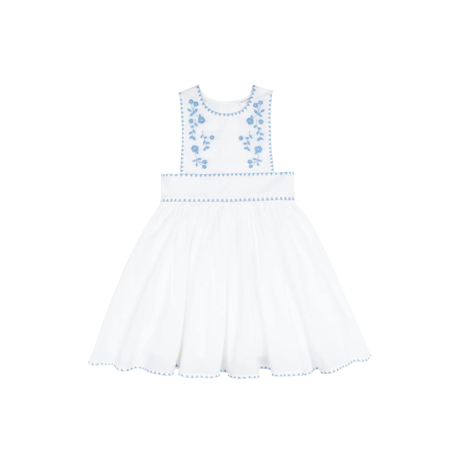 Embroidered Pinafore Dress | White