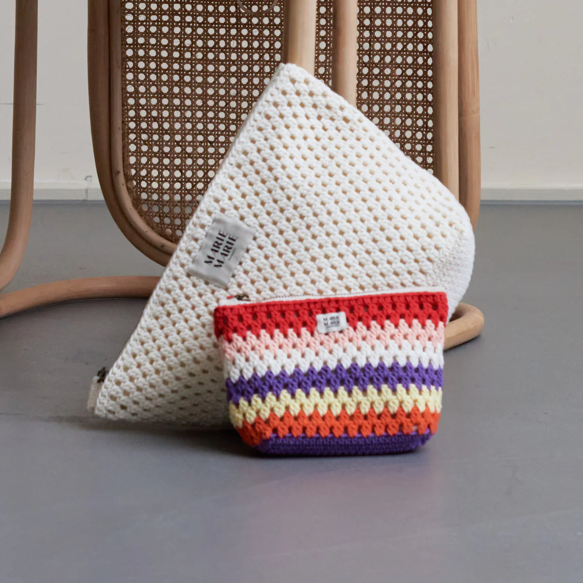 Striped Crochet Small Pouch