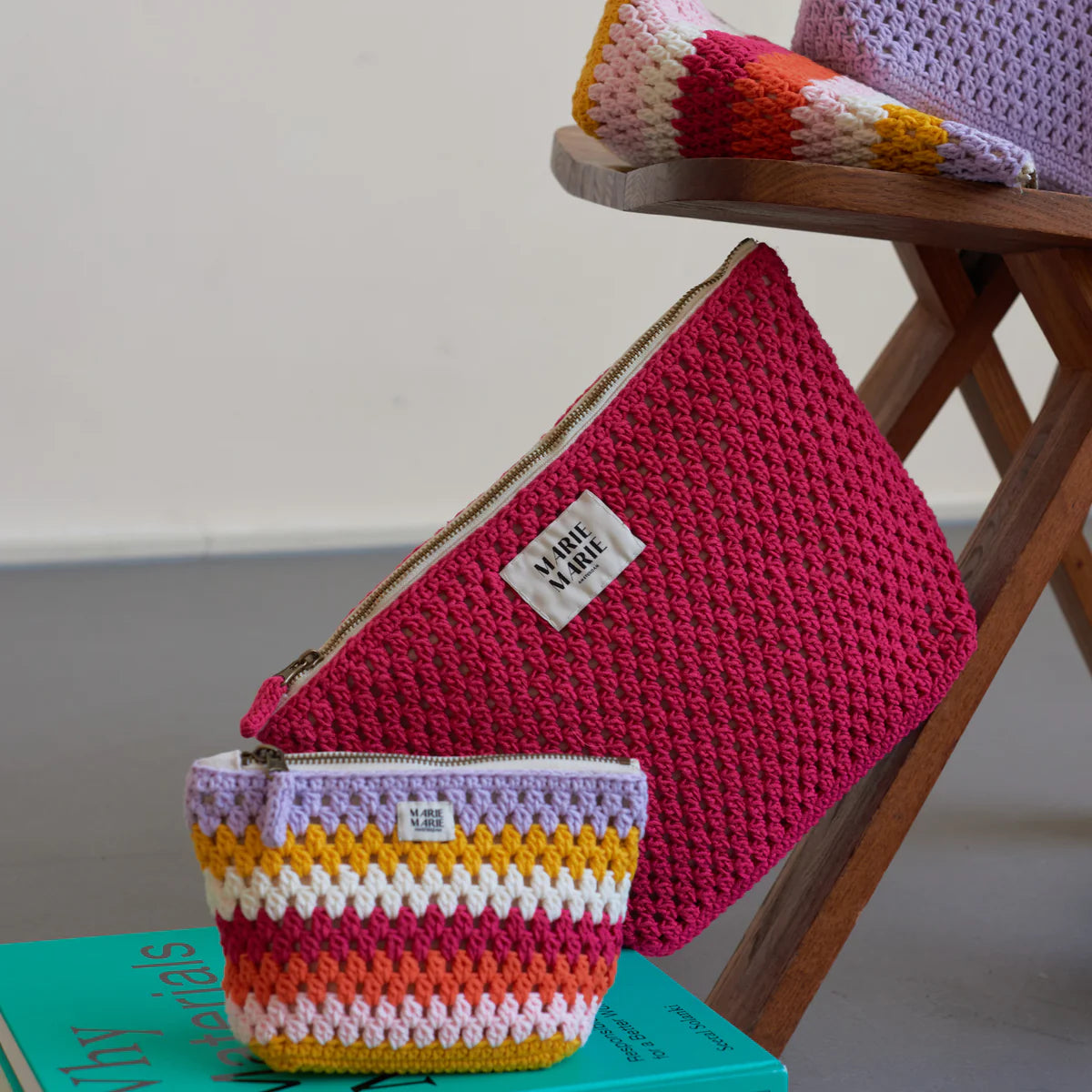 Striped Crochet Small Pouch