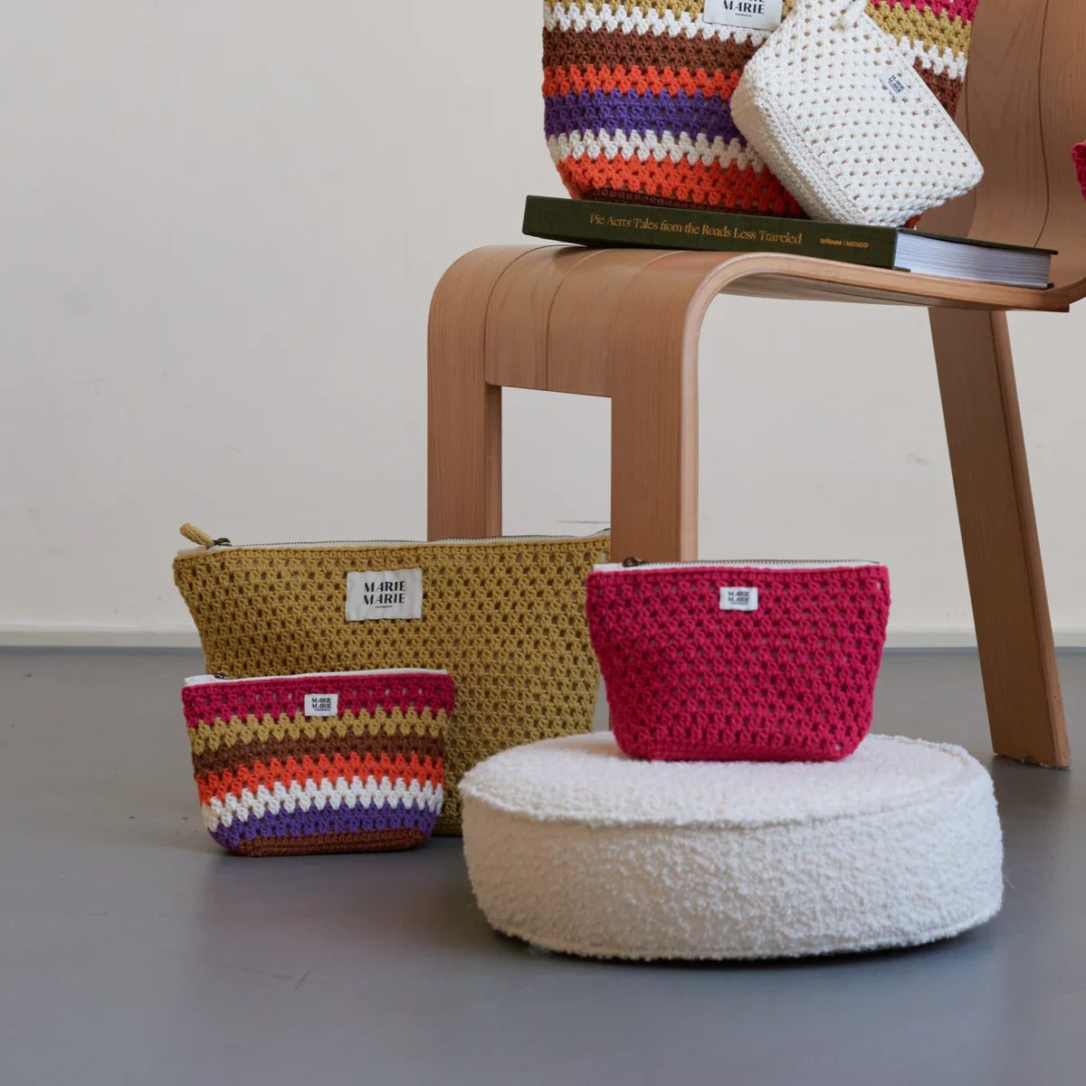 Striped Crochet Small Pouch