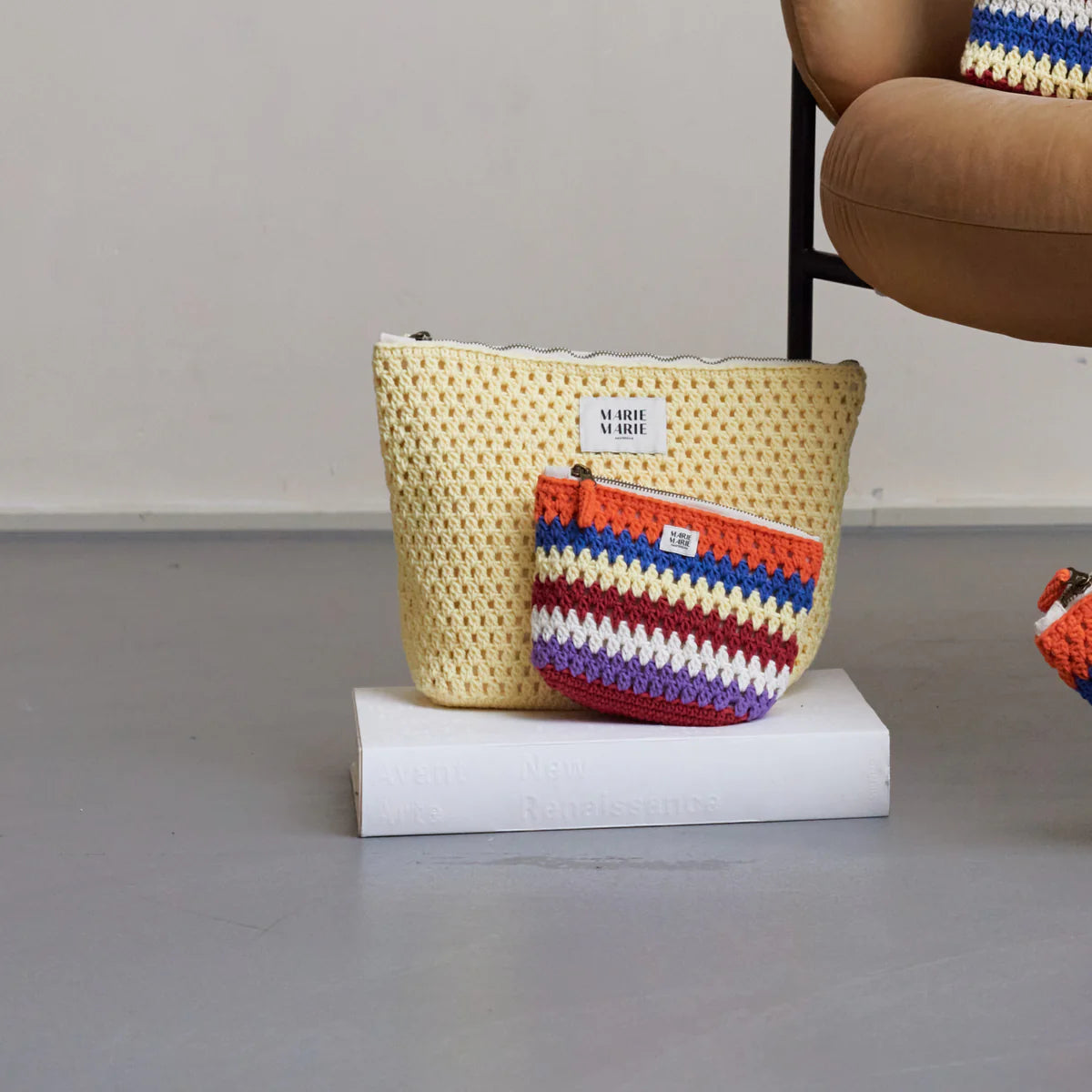 Striped Crochet Small Pouch