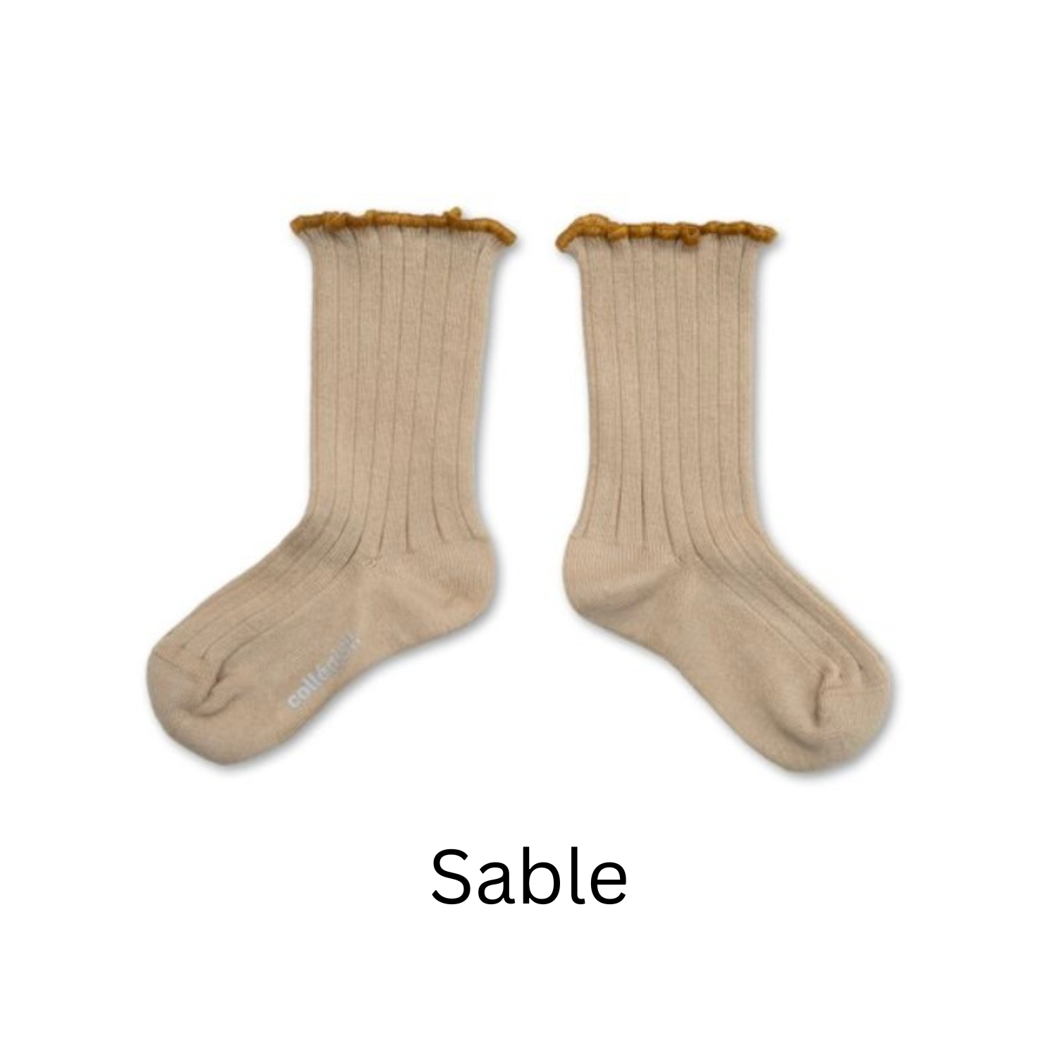Delphine Lettuce Trim Ribbed Socks