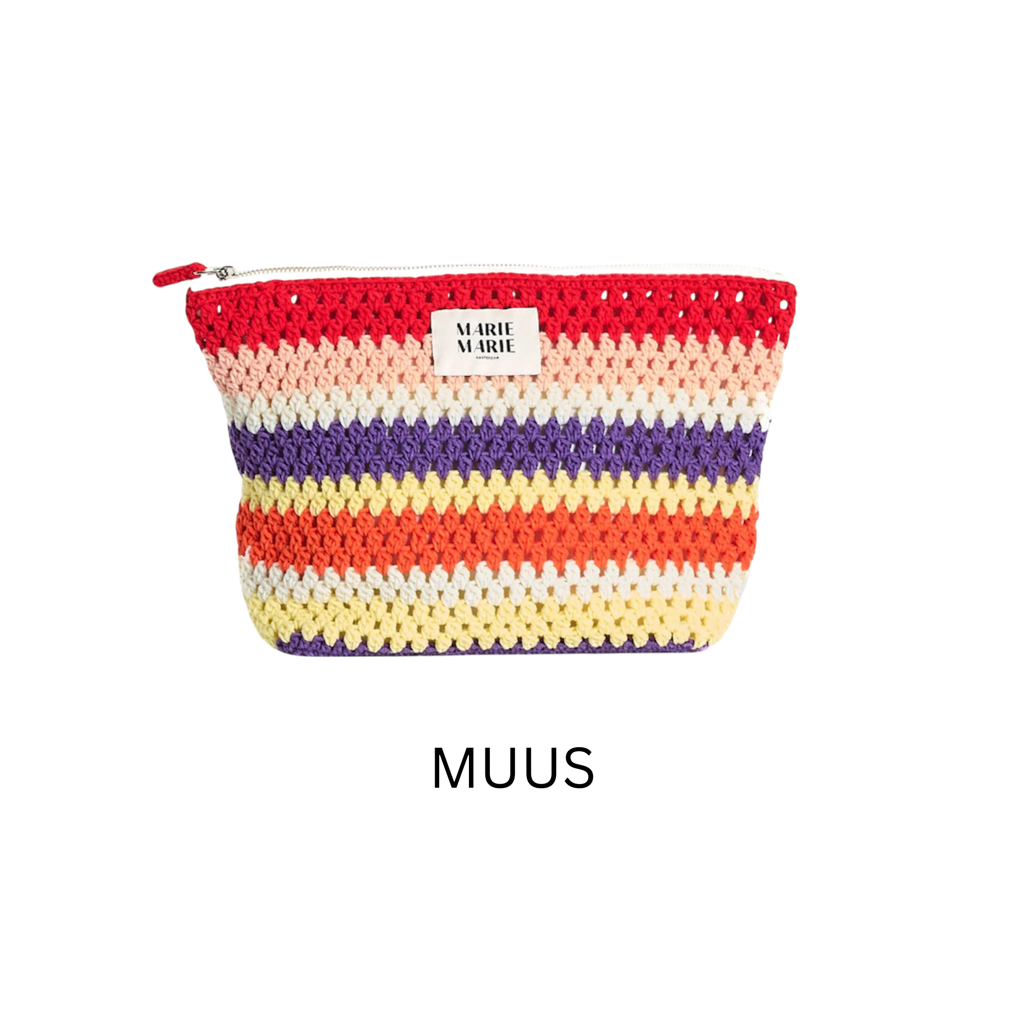 Striped Crochet Large Pouch