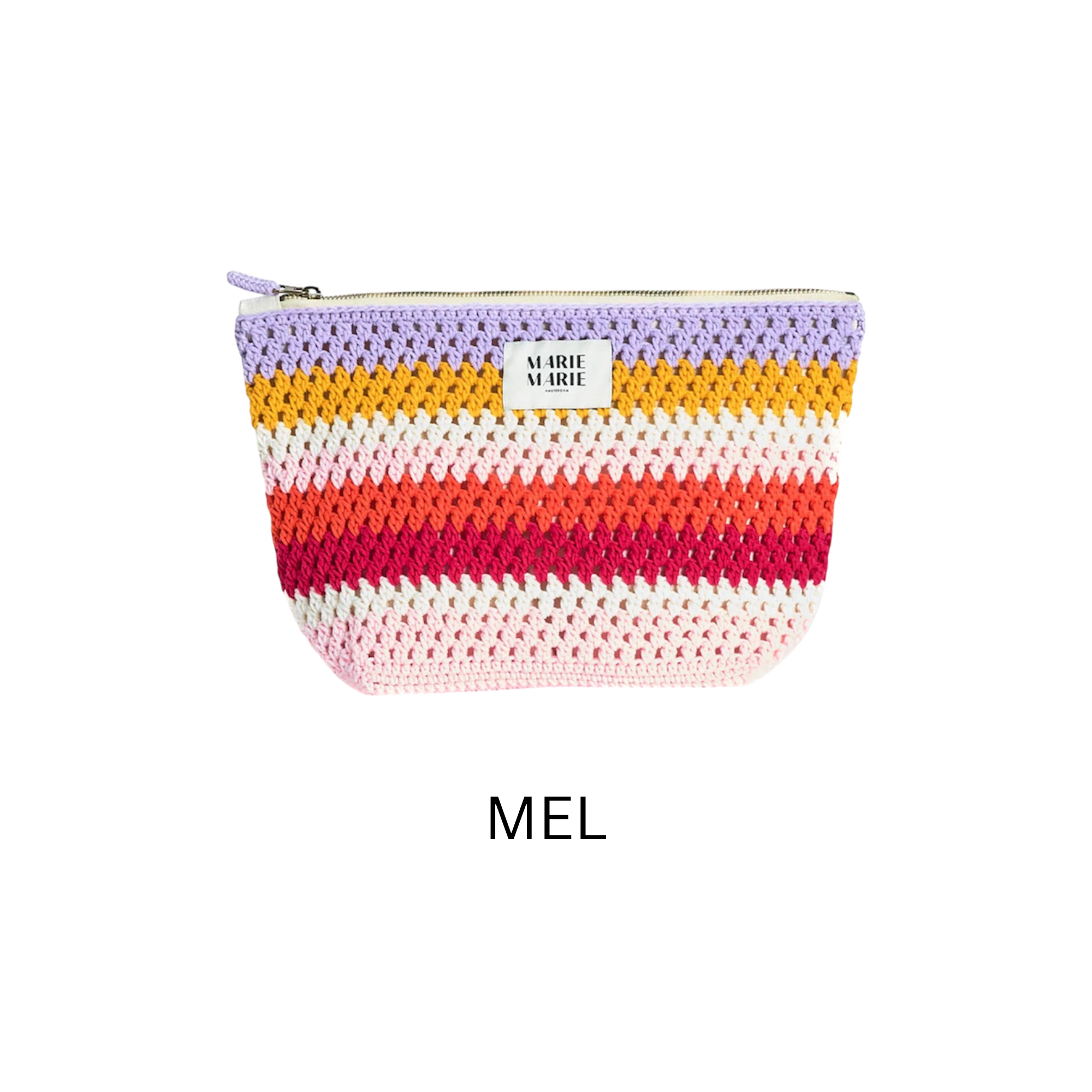Striped Crochet Large Pouch