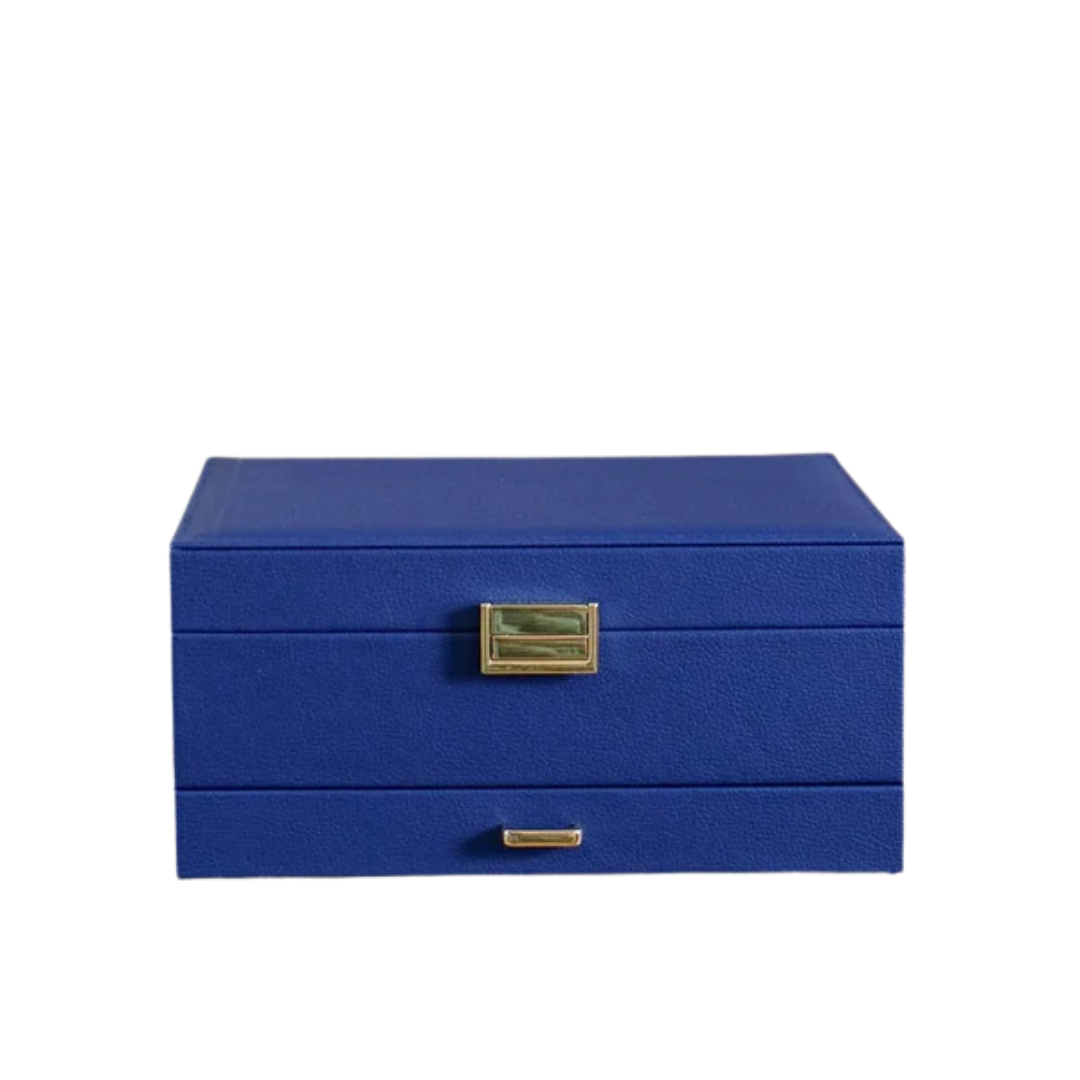 Denise Leather Jewelry Box | Navy Blue