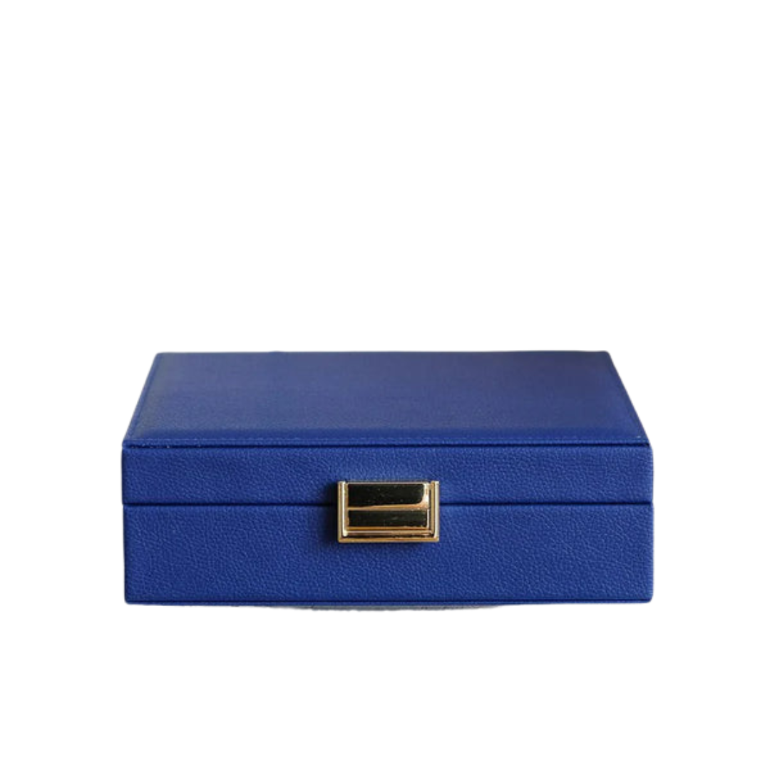 Anne Leather Jewelry Box | Navy Blue