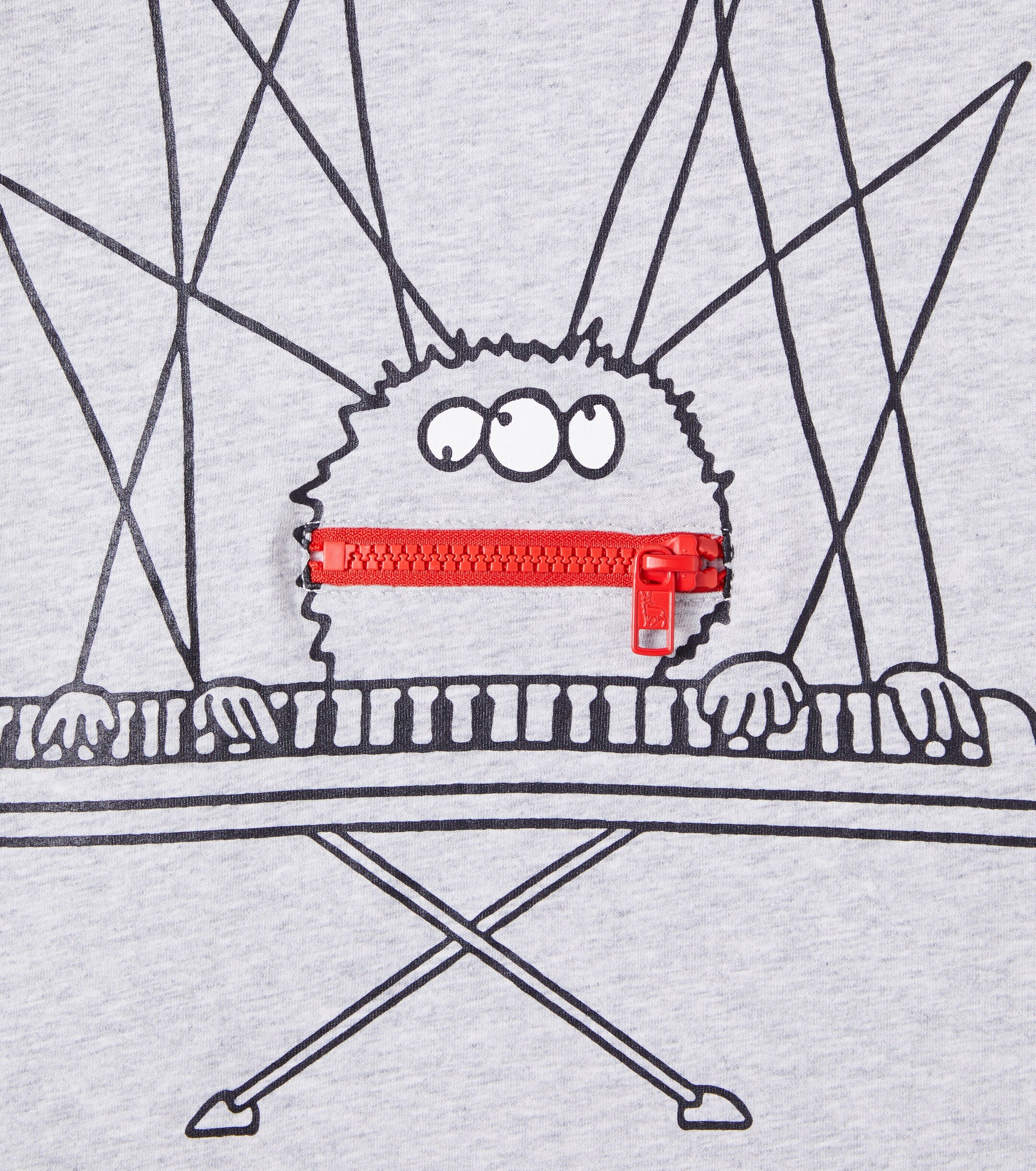 Cotton Spider T-Shirt with Interactive Zip Pocket | Grey Melange