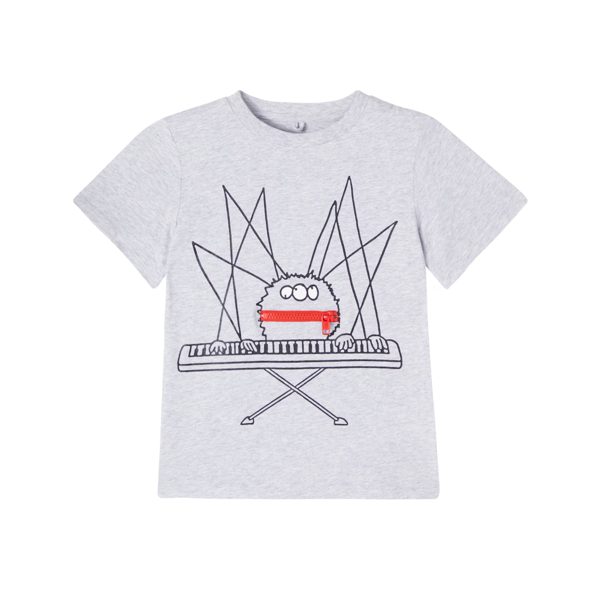 Cotton Spider T-Shirt with Interactive Zip Pocket | Grey Melange