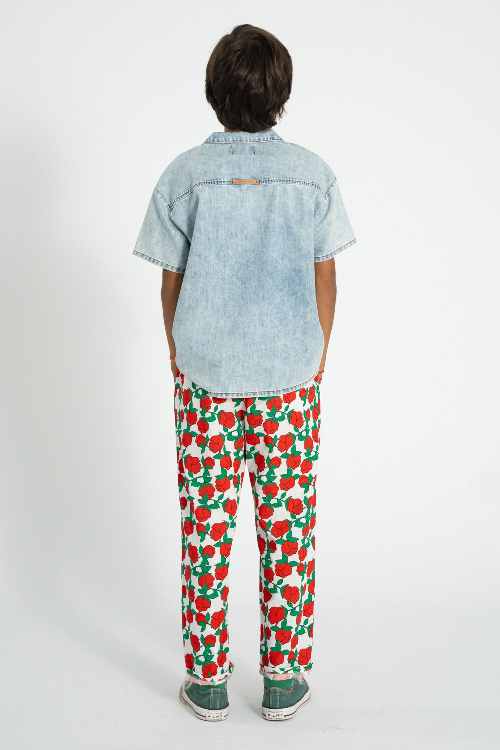 Rose Print Trousers | Ecru/Red