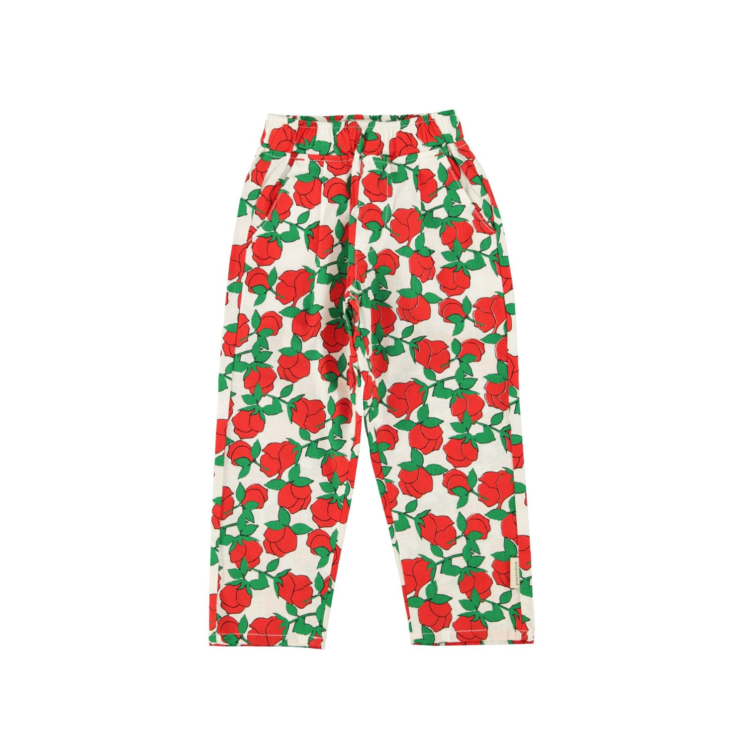 Rose Print Trousers | Ecru/Red