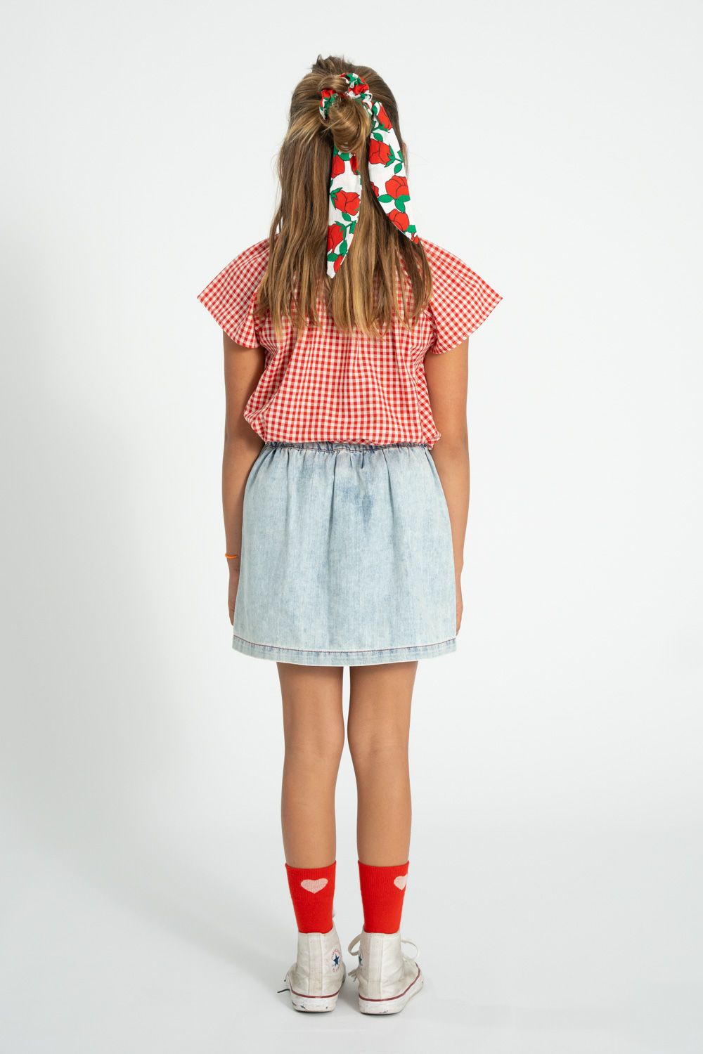 Rose Print Scrunchies | Ecru/Red