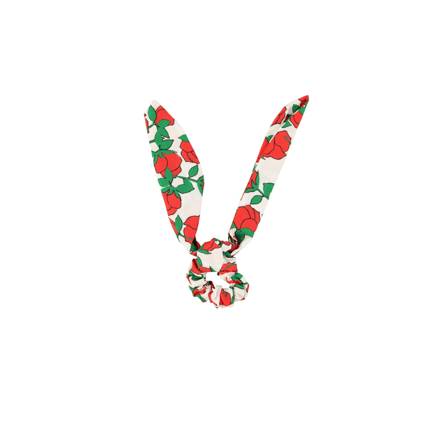 Rose Print Scrunchies | Ecru/Red